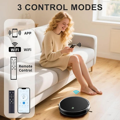 Robot Vacuum and Mop combo, 3500Pa Vacuum Cleaner Robot Navigation with high efficient roller brush, 60dB Robot Vacuum Cleaner with APP Control,Blue tooth, Ideal for Pet Hair, Carpets, Hard Floors