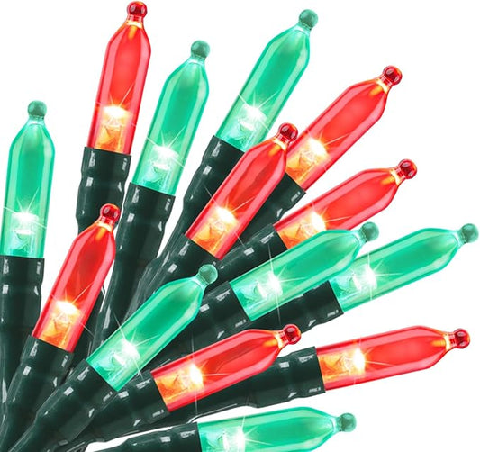 Battery Operated Christmas String Lights, 8ft 20 LED Mini Lights with Timer, Christmas Tree Lights for Indoor Outdoor Bedroom Wedding Party Holiday Xmas Decoration，Red & Green