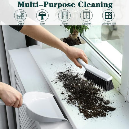Zubebe 12 Pcs Mini Dustpan and Brush Set, Small Broom and Dustpan Set Small Cleaning Brush Portable Hand Broom Set for Home Office Kitchen Table Desktop Floor Cleaning Supplies