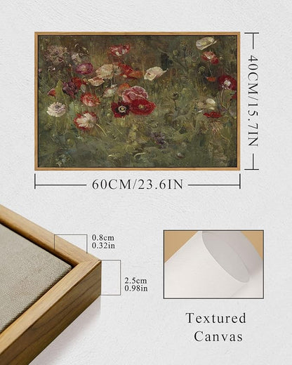 InSimSea Framed Canvas Wall Art Vintage Decor, Home Decor Classical Floral Scenic Oil Painting Canvas Prints, Rustic Wall Decorations for Bedroom Bathroom Office Decor, 16"x24"