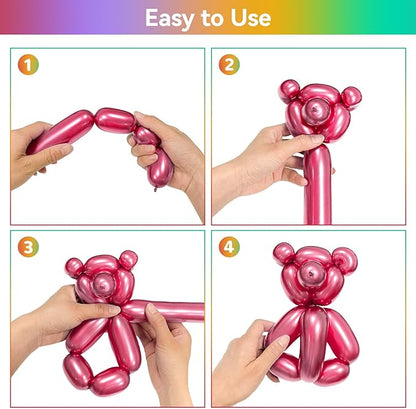 Metallic Multi Long Balloons Premium 260 Twisting Animals Magic Balloons for Birthday Kids Wedding Party Supply 100pcs