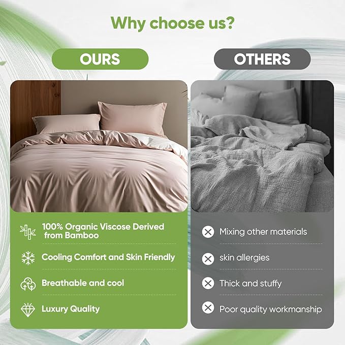 TWK Luxury Sheet Set, Genuine 100% Organic Viscose Derived from Bamboo, Cooling & Breathable, Silky Soft, Bedding Sheets & Pillowcases(Sand Queen(60 * 80 * 15))