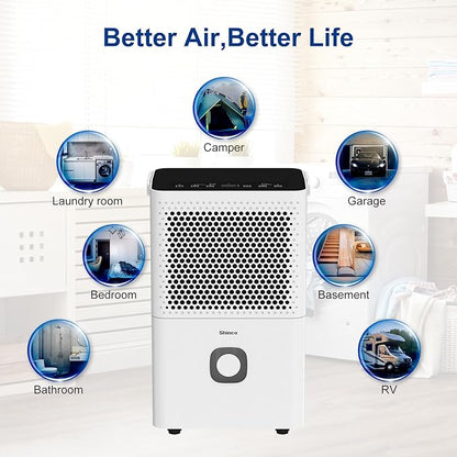 Shinco 30 Pints Dehumidifier for Home and Basements, 1500 Sq.Ft Dehumidifiers with Drain Hose, Auto or Manual Drainage, Auto Defrost, Quietly Remove Moisture, Activated Carbon Filter, 24HR Timer
