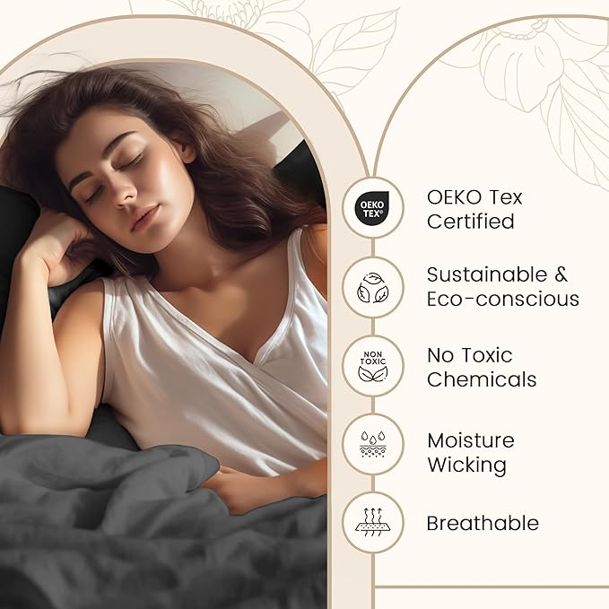 800 Thread Count Egyptian Cotton Sheets Full Sheet Set Deep Pocket, 100% Cotton Bed Sheets Full Size Set, No Pill Soft & Comfy Naturally Cool Breathable Elasticated Sheet & Pillowcase Sets - Charcoal