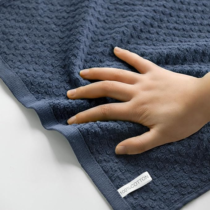 Artoid Mode Ring Spun Cotton Blue Kitchen Dish Towels, 15x25 Inch Ultra Soft Absorbent Quick Drying Household Cleaning Tea Towels Bar Towels Set of 4