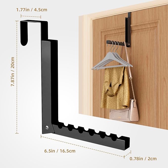 Over The Door Hanger Folding Clothes Drying Rack, Folding Hanging Coat Rack for Indoor Laundry Room Compact Small Space Foldable Portable Clothing Hanger Hook Collapsible- 4 Pack （Black）