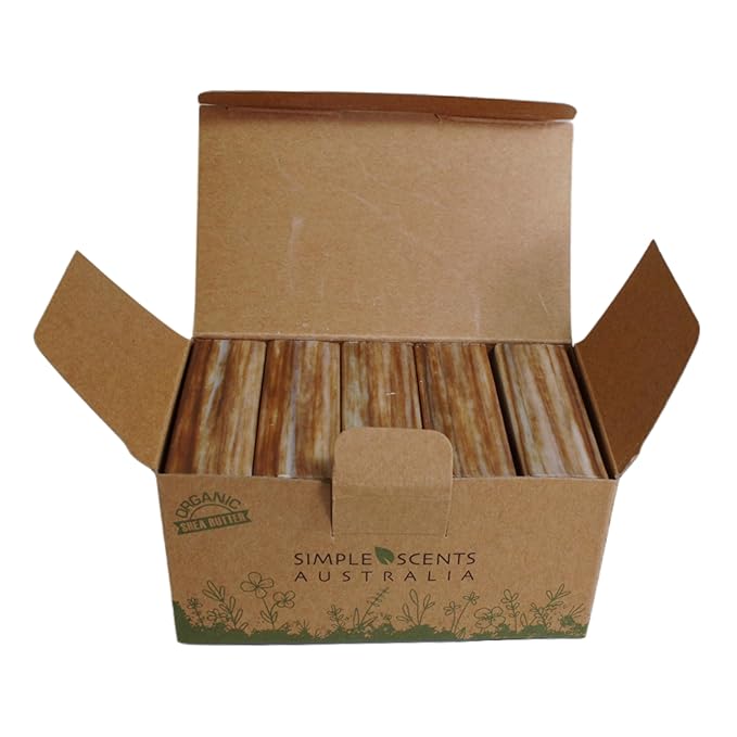 SSA Sandalwood Scented Natural Soap Bars (5 Bars), 3.5oz Australian Moisturizing Triple Milled Soap Bars Enriched with Shea Butter - Long Lasting Plant Based Body Bath Bars for Men & Women