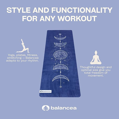 Yoga Mat 5mm Non Slip Suede & TPE - Eco-Friendly Fitness & Exercise Mat for Home Gym, Pilates, Hot Yoga, and Meditation - Lightweight Durable 72 x 24 inch Workout Mat for Women & Men