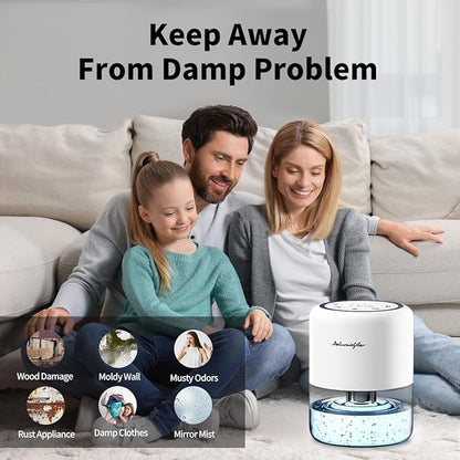 44oz(1.3L) Small Dehumidifier for Home, Auto-Off Quiet Portable Dehumidifier with 3 Modes, 10 Color Lights, 4 Timer Settings for Bedroom Bathroom Closet (215 sq.ft)