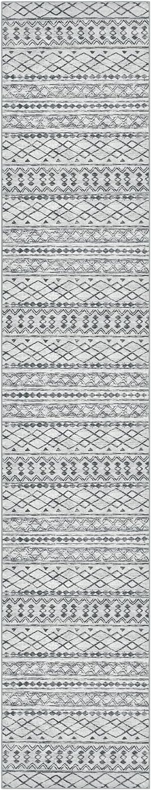 KUTA Long Hallway Runner Rug 2.6x14 Non-Slip Washable, Moroccan Vintage Beige Boho Kitchen Rugs Ultra Soft Distressed Geometric Floor Carpet Runners for Bedroom Laundry Stairway Entryway