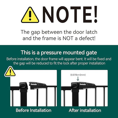 Babelio Metal Auto Close Baby Gate PressGuard P7,Extra Wide Pet Gate for The House and Doorways, Pressure Mounted Walk Thru Child Gate with Door (Black, 30" Tall 29"-48" Wide)