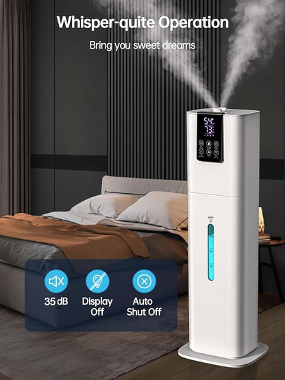 8L Smart Humidifiers for Bedroom Large Room, 2.1Gal Cool Mist Top Fill Diffuser Ambient Light, App & Remote Control, 3 Mist Modes, Quiet Humidifier for Home Office Plant (White)