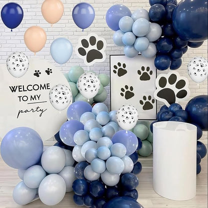 Dog Paw Printe Balloons, 12 Inch Dog Paw Print Balloon, Haze Gray Blue Latex Balloons for Puppy Paw Themed Boys Girls Kids Birthday Baby Shower Party Decor Supplies