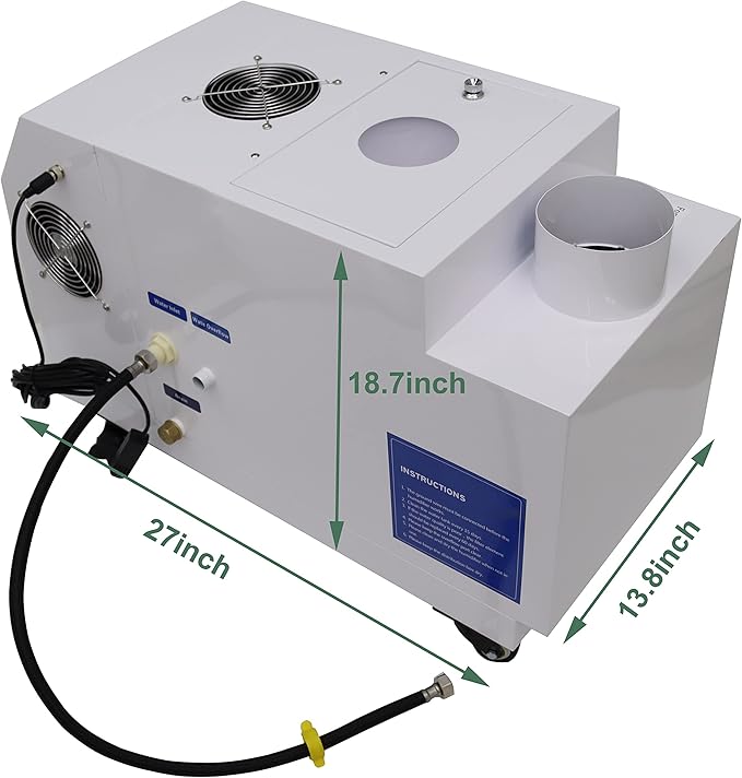 TECHTONGDA Commercial Ultrasonic Humidifier 3KG/h Portable Cool Mist Maker for Large Room Greenhouse Facility WarehouseUp to 200-500 Square Feet with Water Barrel Hole