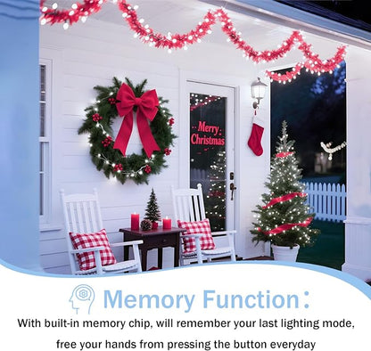 Upgraded 99FT 300 LED Christmas Lights Outdoor & Indoor, Memory Function & Timer & 8 Modes, Mini Green Wire Waterproof Fairy Lights for Christmas Tree Holiday Party Garden Decorations (Cool White)