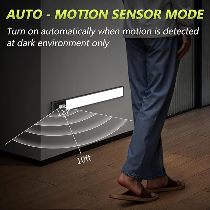 4 Pack 12" Under Cabinet Lights with Digital Display,2200mAh Rechargeable Motion Sensor Light Indoor,3 Color Temperatures, Magnetic Dimmable Closet Lights, Under Counter Light for Kitchen