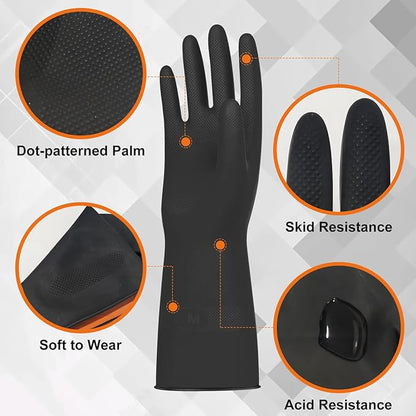 Beieverluck 10 Pairs Chemical Resistant Gloves Large Rubber Cleaning Gloves Heavy Duty Dishwashing Gloves Protective Safety Work Gloves, Medium