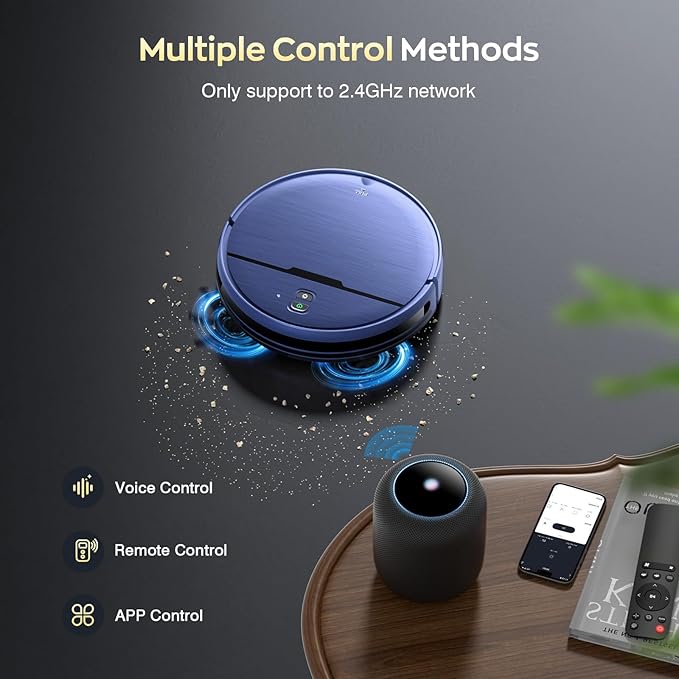 Robot Vacuum and Mop Combo, 2 in 1 Robotic Vacuums Cleaner with WiFi/App, Robot Vacuum with Water Tank, Strong Suction, Schedule, Self-Charging, Quiet, for Hard Floor, Pet Hair, Low Pile Carpet