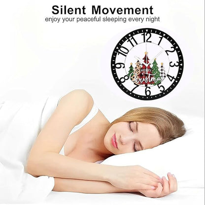 Wall Clock 10 Inch Silent Non-Ticking Modern Clocks Battery Operated - Analog Small Classic for Office, Home, Living Room,Bathroom, Kitchen, Bedroom, School,Snowman Clock