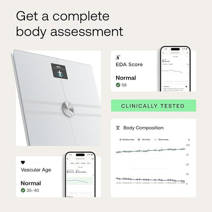 WITHINGS Body Comp - Scale for Body Weight and Complete Body Analysis, Wi-Fi & Bluetooth, Baby Weight Scale, Digital Scale, Accurate Visceral Fat, Heart Health, Scales Compatible with Apple, FSA/HSA