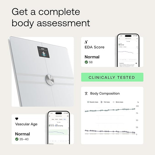 WITHINGS Body Comp - Scale for Body Weight and Complete Body Analysis, Wi-Fi & Bluetooth, Baby Weight Scale, Digital Scale, Accurate Visceral Fat, Heart Health, Scales Compatible with Apple, FSA/HSA