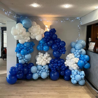 Blue Balloons Set, 65Pcs 12in Metallic Dark Macaron Baby Blue Party Balloons for Birthday Gender Reveal Baby Shower Weddind Baseball Nautical Party Decorations