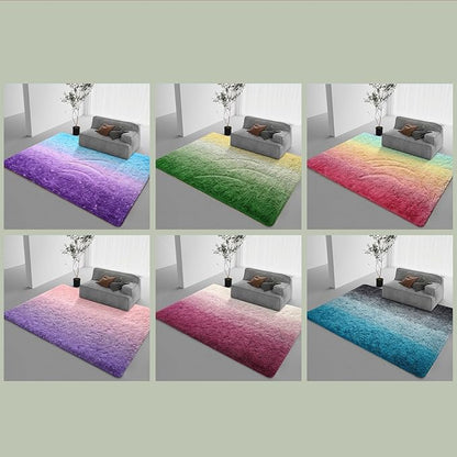 DweIke Luxury Fluffy Kids Rugs for Living Room Bedroom, 4x6 Feet Shaggy Black and Blue Area Rug for Girls Boys, Upgrade Plush Non-Slip and Washable Colorful Fuzzy Carpet for Dorm Nursery Decor