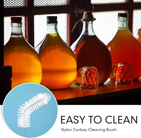 2 Pieces Nylon Carboy Cleaning Brush 13 Inch Long Gallon Jug Brush with Wood Handle Milk Bottle Cleaning Kit for 1 Gallon Glass Corny Kegs Wine Making Home Brewing