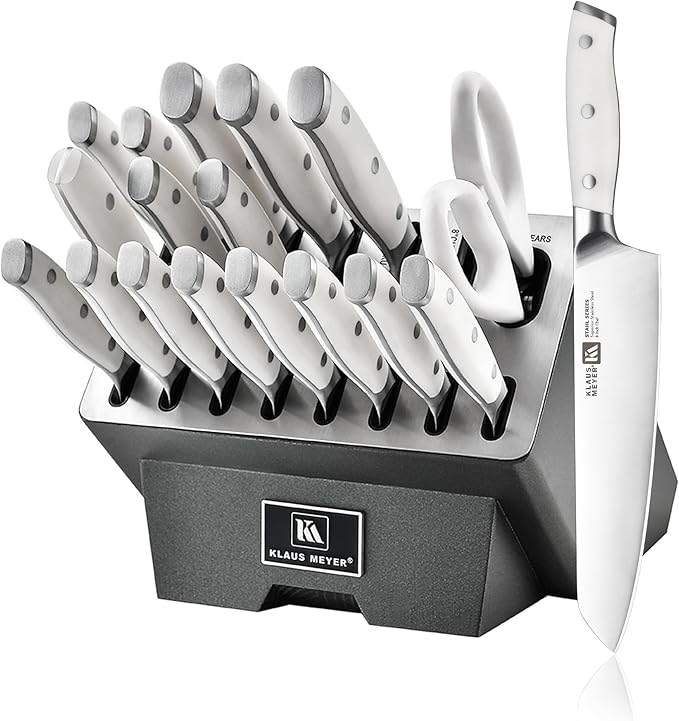 Stahl 19 Piece High Carbon Exclusive German Steel Knife Block Set (White)