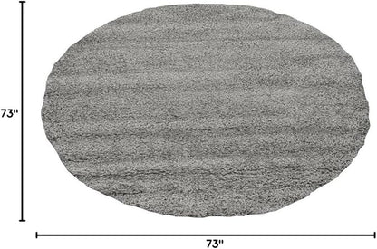Unique Loom Solid Shag Collection Area Rug (6' 1" Round, Cloud Gray)