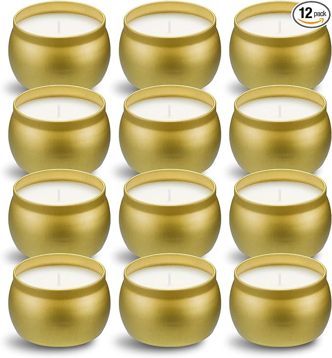 Scented Candles Gift Set, 12 Pack Natural Soy Wax Single tin 4 oz for Family Gatherings, Festive Candles