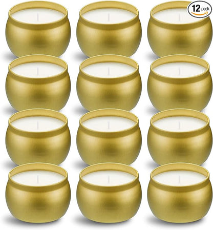 Scented Candles Gift Set, 12 Pack Natural Soy Wax Single tin 4 oz for Family Gatherings, Festive Candles