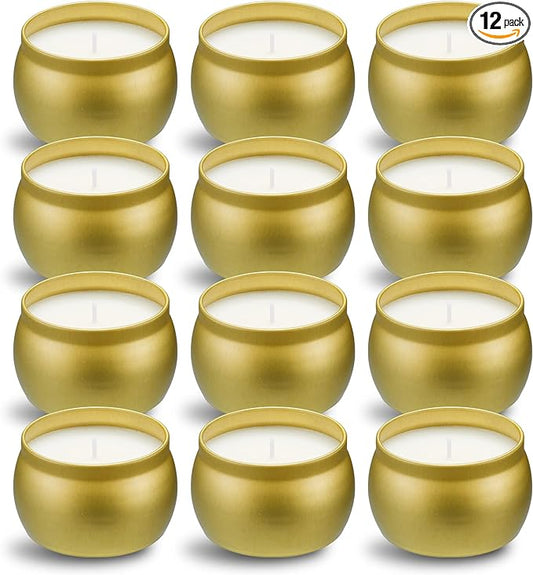 Scented Candles Gift Set, 12 Pack Natural Soy Wax Single tin 4 oz for Family Gatherings, Festive Candles