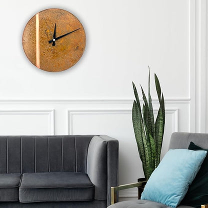 Handmade Copper Wall Clock Artisan Touch in Every Piece - Tree of Time Wall Decor Copper Clock for Living Room, Office, Kitchen & Bedroom (Rusty Line, 17.7)