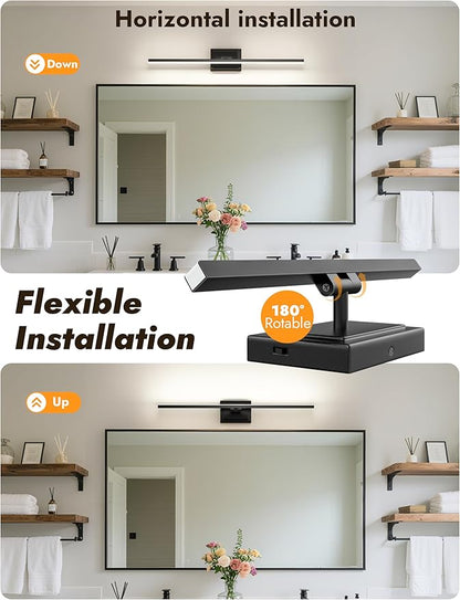 NIORSUN 31.5 Inch Modern Bathroom Light Fixture, 18W 5CCT Dimmable LED Black Bathroom Vanity Lights Over Mirror, Vanity Lights for Bathrooms Restroom Mirror- ETL Certified
