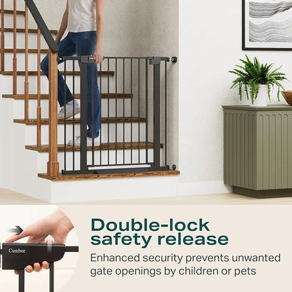 Cumbor 36" Extra Tall Baby Gate for Stairs, 29.7-40.6" Wide Dog Gate for Doorways, Pressure Mounted Auto-Close Pets Gates for Dogs Indoor, Durable Safety Child Gate, Mom's Choice Awards Winner, Black