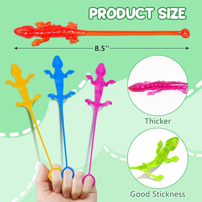 40pcs Sticky Gecko Toys Valentines Classroom Exchange Party Favors Kids Goodie Bag Stuffers Sticky Finger Bulk Toys Lizard Toys Treasure Box Prize Pinata Fillers Birthday Party Supplies Treat Boy Girl