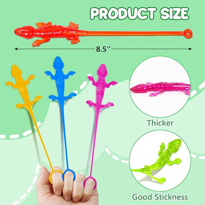 40pcs Sticky Gecko Toys Valentines Classroom Exchange Party Favors Kids Goodie Bag Stuffers Sticky Finger Bulk Toys Lizard Toys Treasure Box Prize Pinata Fillers Birthday Party Supplies Treat Boy Girl