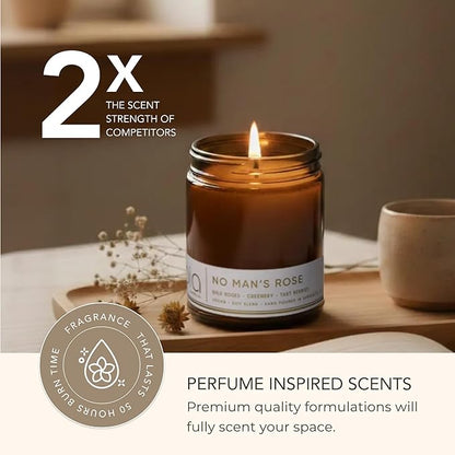 Bia Candle Co Soy Blend Candle, Fresh Green Rose with Tart Berries, Green Apple, Moss & Greenery – Clean Long Burn, Lead-Free Wick – No Man’s Rose Scent,7 oz