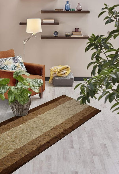 ORFA HOME Custom Cut Hallway Runner Rug, Slip Resistant, 31 Inch Wide X Your Choice of Length, Scroll Brown, 31 Inch X 14 feet