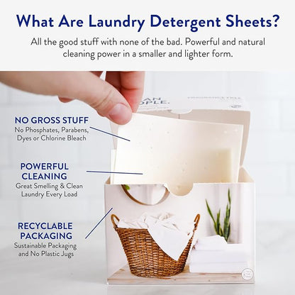 The Clean People Laundry Detergent Sheets - Laundry Soap - Ultra Concentrated, Recyclable Packaging, Stain Fighting - Christmas Morning (192 Count)