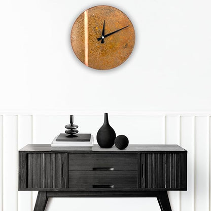 Handmade Copper Wall Clock Artisan Touch in Every Piece - Tree of Time Wall Decor Copper Clock for Living Room, Office, Kitchen & Bedroom (Rusty Line, 11)
