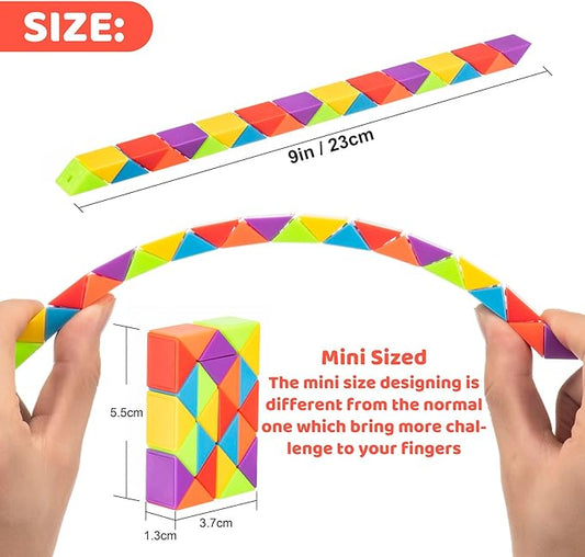 36pcs Boy Party Favors - Fidgets Snake Cube Puzzles Toy for Goodie Bags, Bulk Toys, Classroom Prizes Birthday Valentines Back to School Students Gift Stuffers Rainbow Party Toys for Boy
