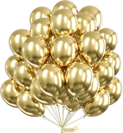PartyWoo Metallic Gold Balloons 50 pcs 12 Inch Light Gold Balloons for Graduation Baby Shower Gender Reveal Christmas Wedding New Year Anniversaries Birthday Party Decorations Gold-G129