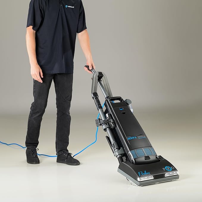 Prolux 8000 Commercial Upright Vacuum with On Board Tools, Bagged Vacuum Cleaner, Commercial Vacuum, HEPA Filter, Floor Selector Switch, 12-Amp Amtek Motor, 107 CFM Suction Power