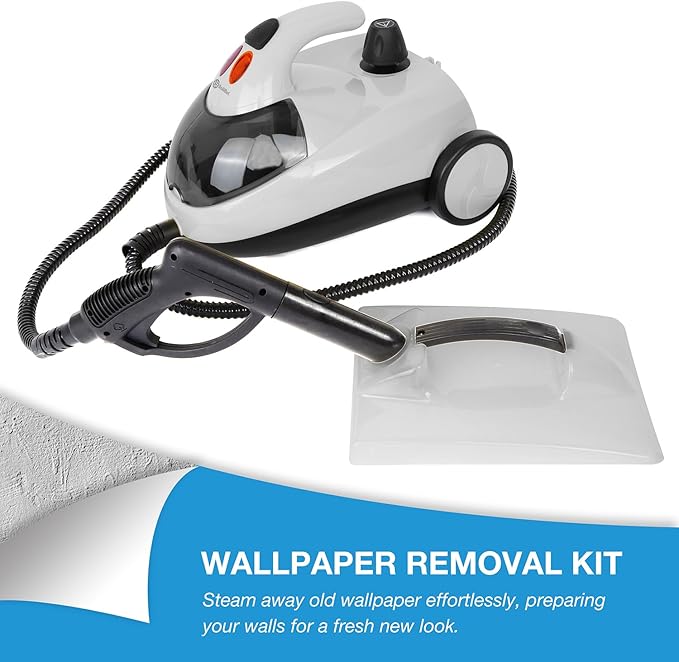 Rollibot Multipurpose Steam Cleaner with 18 Accessiores, Portable Steamer for Floor, Carpet, Kitchen, Bath Room, Tile & Window, Couch, Car Chemical-Free Cleaning and Wallpaper Removal, White