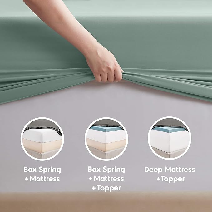 Nestl King Sheet Set - Luxury 1800 Ultra-Soft Microfiber King Bed Sheets - Double Brushed - Deep Pockets - Easy Fit - 4 Piece Set - Bedding Sheets & Pillowcases (King, Sage Green)