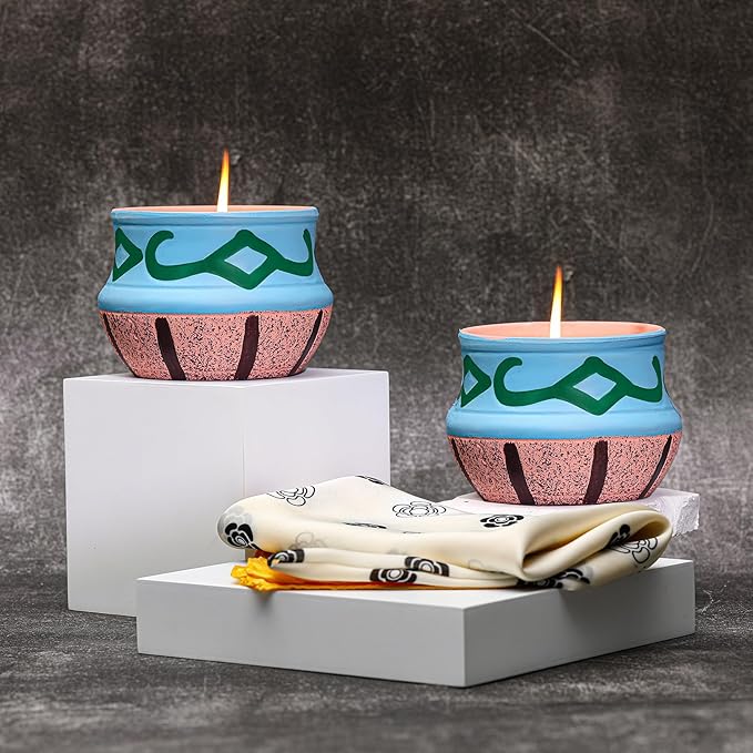 2 Pack Scented Candles,Lavender Candle Gift Set,Aromatherapy Candles for Home Scented，Natural Soy Wax, Artisanal Pottery Jar Candle for Women and Men Relaxation Stress Relief,Home Decor Candle