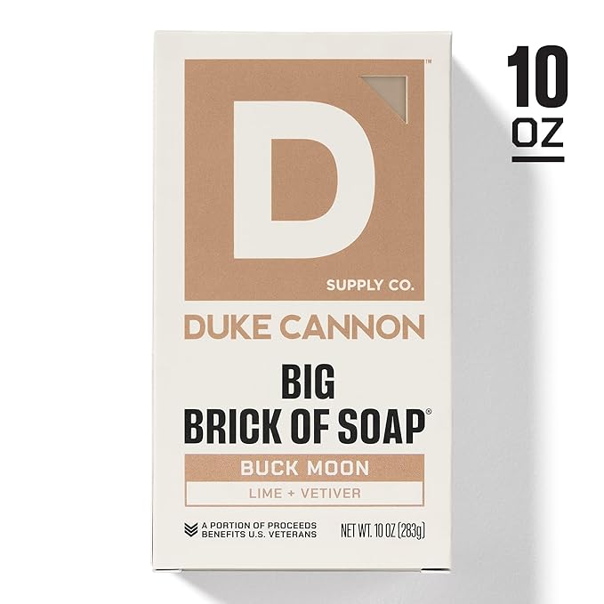 Duke Cannon Supply Co. Extra Large Bar Soap - Men's Natural Soap with Masculine Scents - Lime + Vetiver - Made in the USA with Domestic & Globally Sourced Materials - All Skin Types - Buck Moon,10 oz