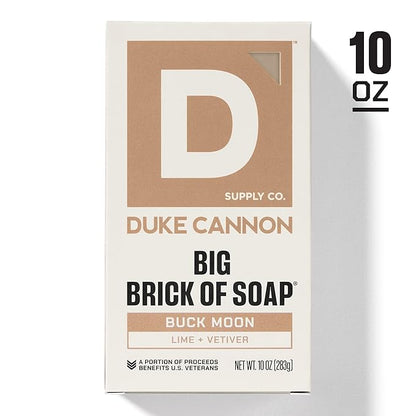 Duke Cannon Supply Co. Extra Large Bar Soap - Men's Natural Soap with Masculine Scents - Lime + Vetiver - Made in the USA with Domestic & Globally Sourced Materials - All Skin Types - Buck Moon,10 oz